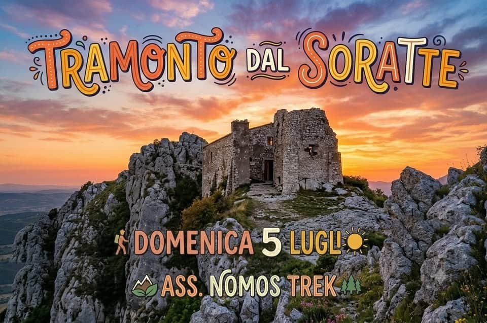 Evento Tramonto dal monte Soratte con Nomos Trek Locandina Tramonto dal monte Soratte con Nomos Trek - domenica 5 luglio ore 17:30 - 21:45