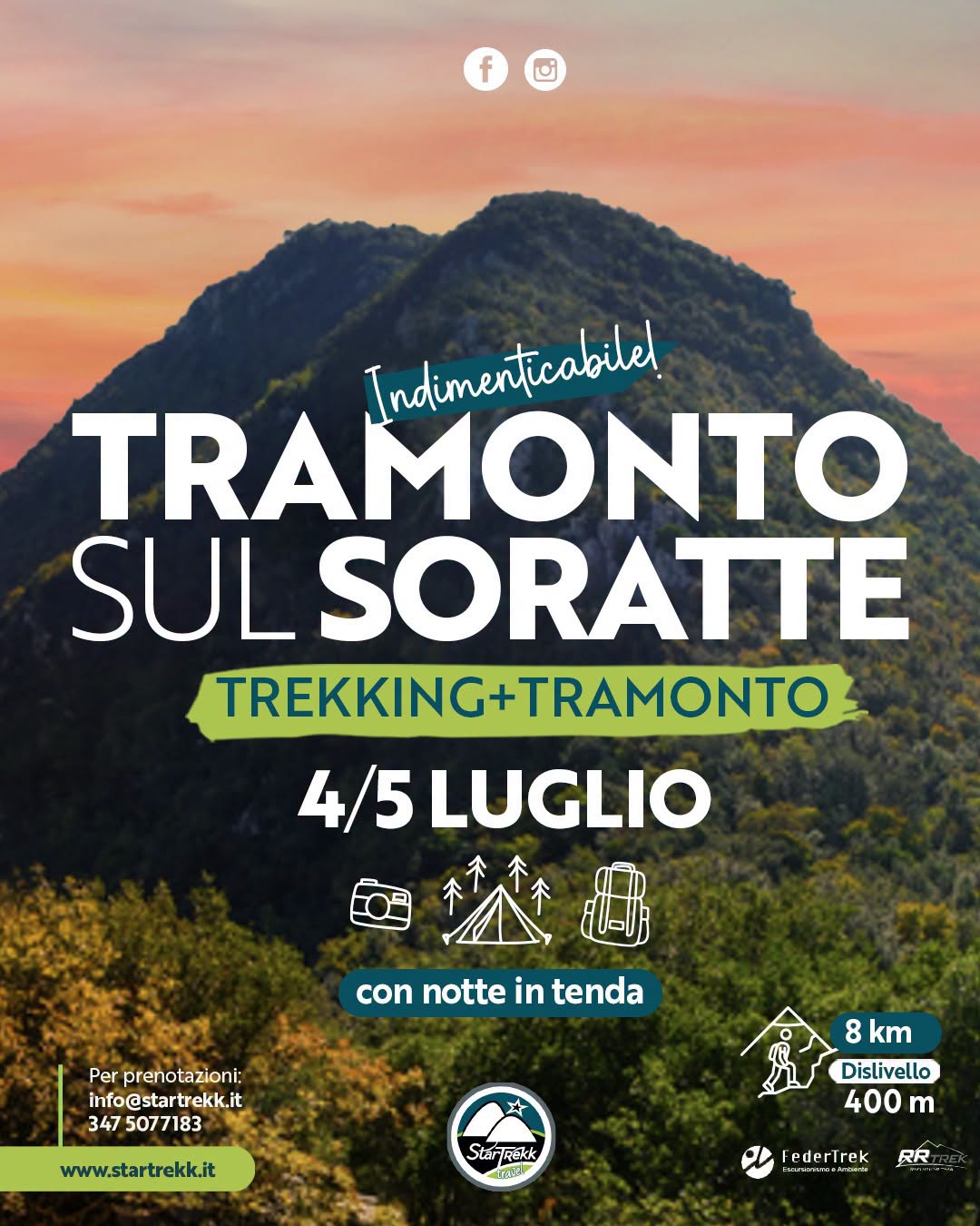 Evento Tramonto Sul Soratte E Notte In Tenda Con Startrekk Locandina Tramonto Sul Soratte E Notte In Tenda Con Startrekk - da sabato 4 luglio - domenica 5 luglio 2026 ore 14:00 ore 15:00