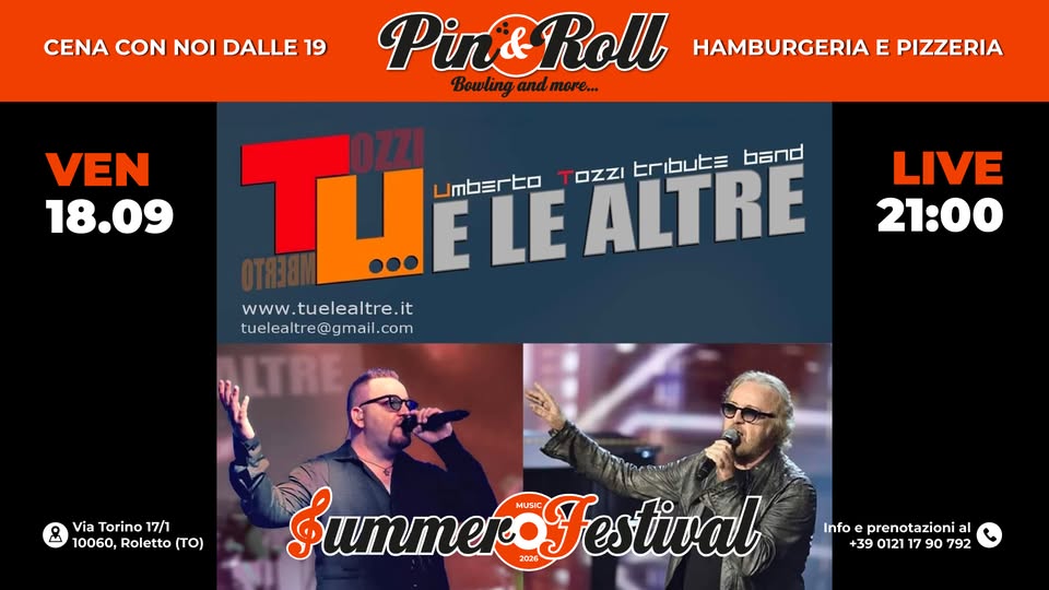 Evento Tu E Le Altre 18.09 – Summer Music Festival 2026 Locandina Tu E Le Altre 18.09 – Summer Music Festival 2026 - venerdì 18 settembre ore 21:00 - 23:00