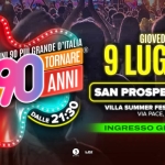 Voglio Tornare Negli Anni 90 ® • San Prospero (MO) Voglio Tornare Negli Anni 90 r – San Prospero (MO) a San Pietro in Elda (MO) il 9 luglio 2026