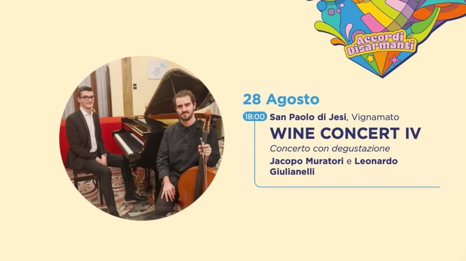 Evento WINE CONCERT con degustazione da Vignamato – 28 agosto 2026 Locandina WINE CONCERT con degustazione da Vignamato – 28 agosto 2026 - venerdì 28 agosto ore 18:00 - 20:00