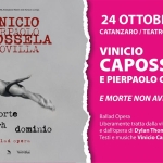 Immagine evento 24.10 – Vinicio Capossela – E Morte Non Avrà Dominio – Catanzaro, Teatro Politeama a Catanzaro (CZ) 24.10 - Vinicio Capossela - E Morte Non Avrà Dominio - Catanzaro, Teatro Politeama a Catanzaro (CZ) il 24 ottobre 2026