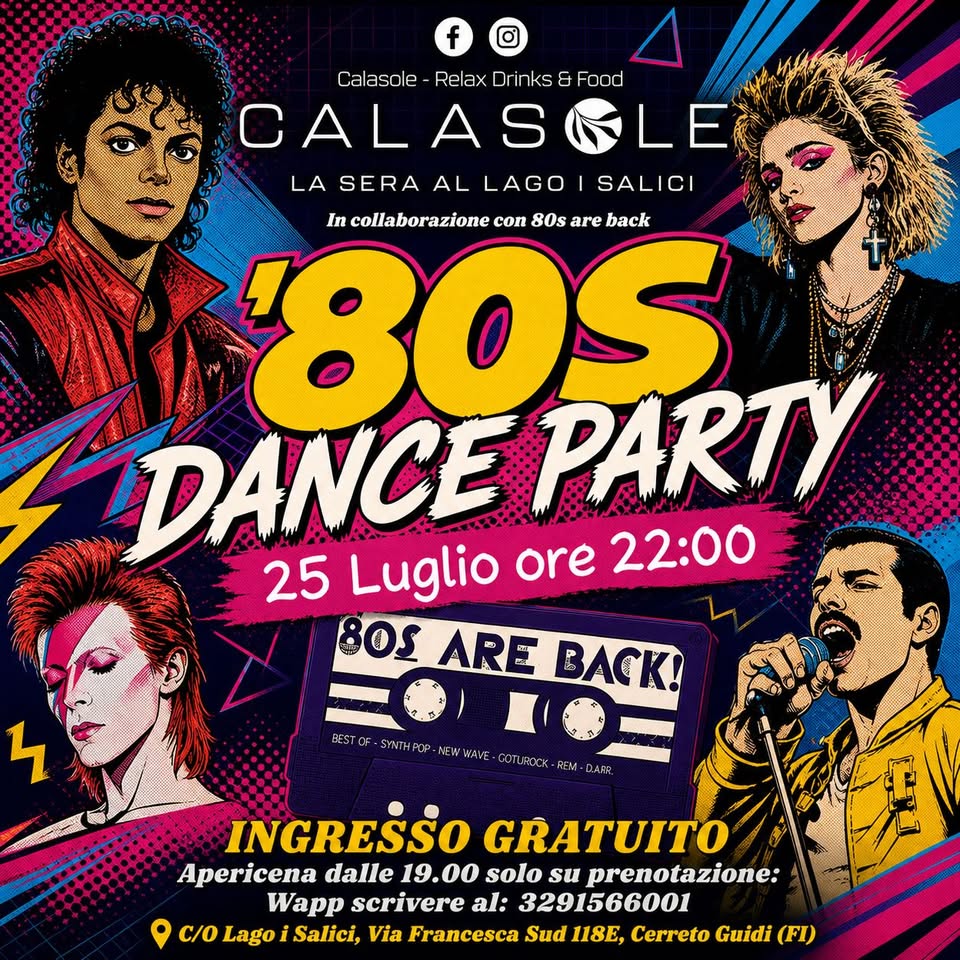 Evento 80s Dance Party Locandina 80s Dance Party - sabato 25 luglio ore 22:00 - 00:00