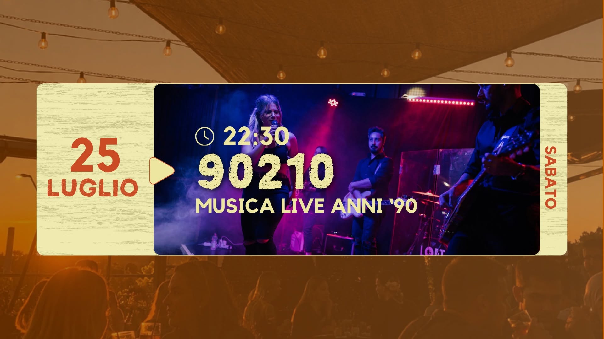 Evento 90210 – Tutta la musica Pop e Rock degli anni ’90 DJ SET Locandina 90210 – Tutta la musica Pop e Rock degli anni ’90 DJ SET - sabato 25 luglio ore 22:30 - 00:30