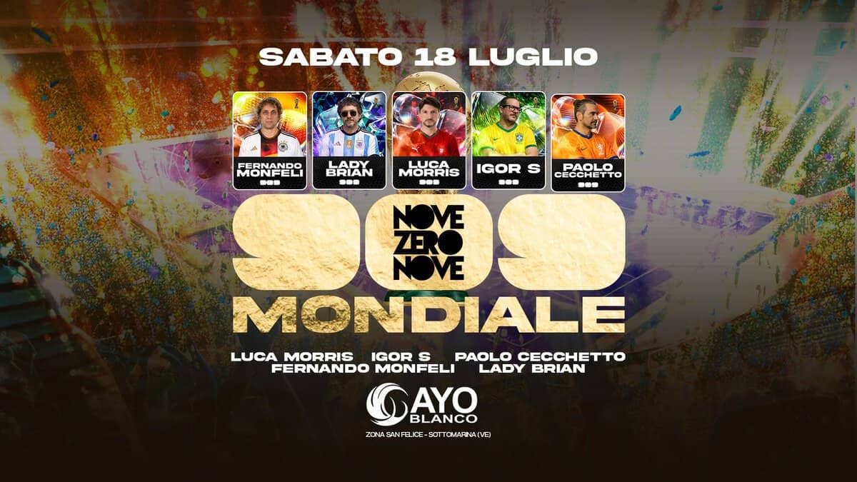 Evento 909 Mondiale Cayo Blanco Sottomarina Free Entry Locandina 909 Mondiale Cayo Blanco Sottomarina Free Entry - sabato 18 luglio ore 18:30 - 01:30
