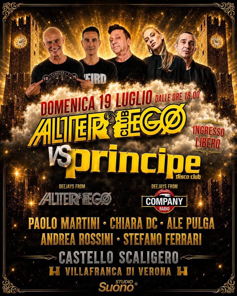 Evento Alterego Principe Castello Scaligero Villafranca Locandina Alterego Principe Castello Scaligero Villafranca - da domenica 19 luglio - lunedì 20 luglio 2026 ore 18:00 ore 06:00