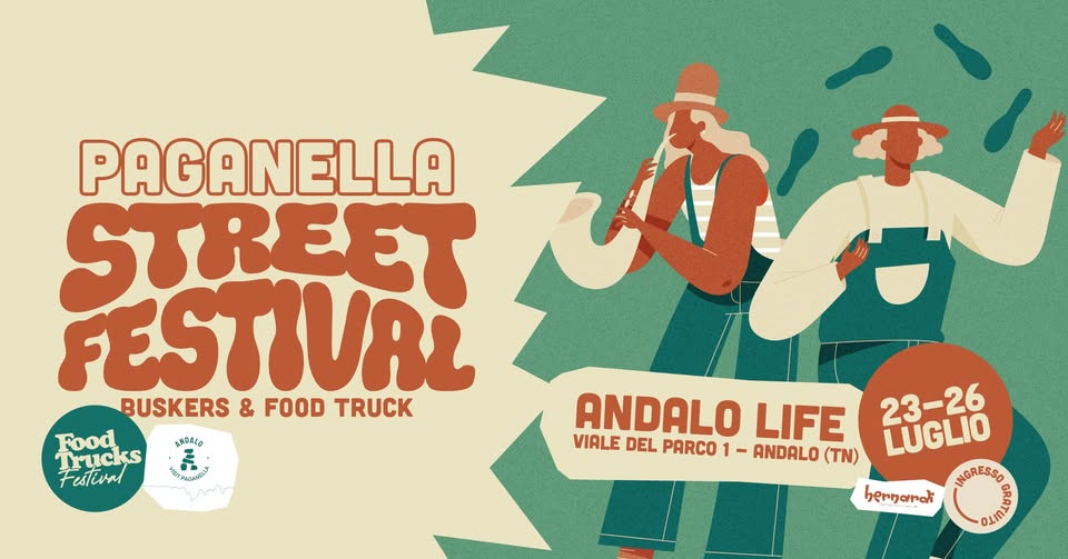 Evento Andalo Food Truck & Paganella Street Festival – dal 23 al 26 Luglio 2026 Locandina Andalo Food Truck & Paganella Street Festival – dal 23 al 26 Luglio 2026 - da giovedì 23 luglio - domenica 26 luglio 2026 ore 17:00 ore 23:30