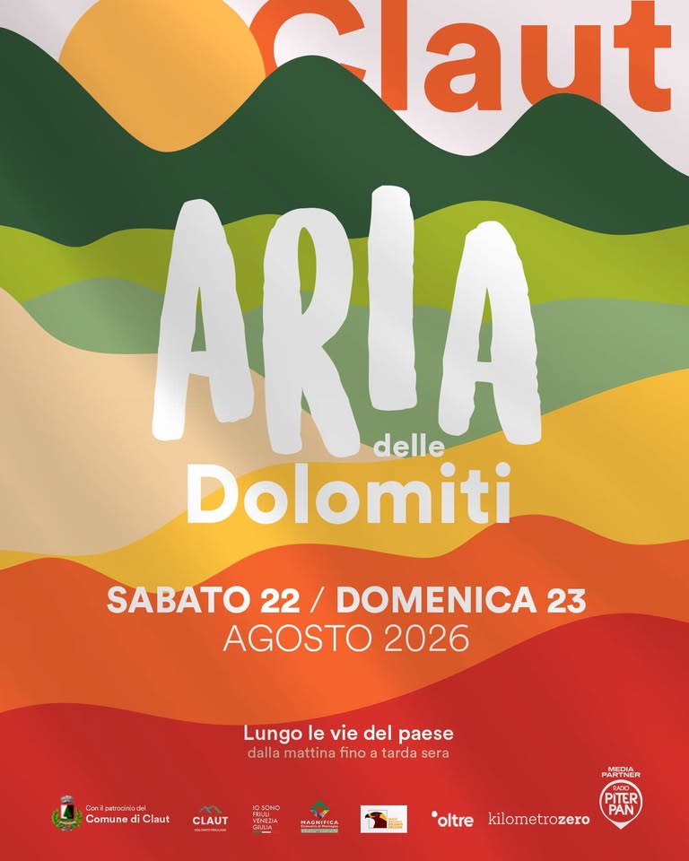 Evento Aria delle Dolomiti 2026 – Claut (PN) Locandina Aria delle Dolomiti 2026 – Claut (PN) - da sabato 22 agosto - domenica 23 agosto 2026 ore 10:30 ore 23:59