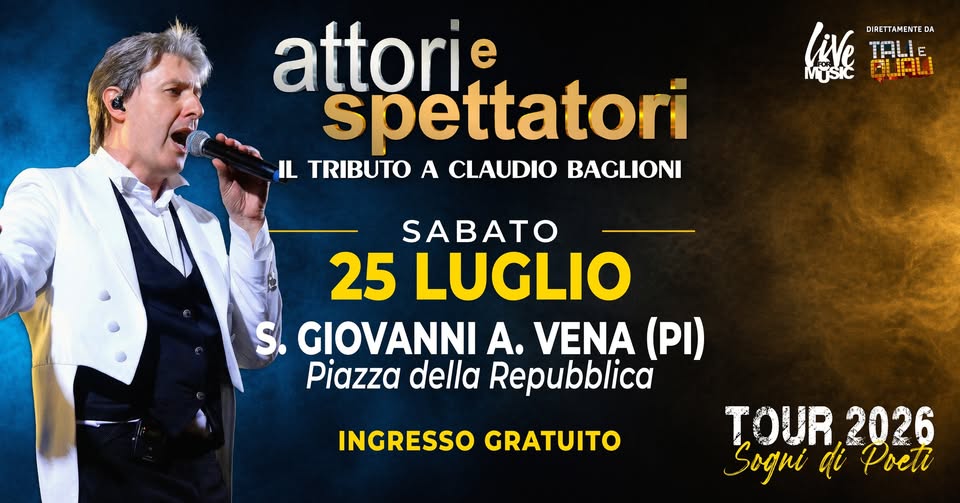 Evento Attori E Spettatori Live @S. Giovanni Alla Vena (Pi) Locandina Attori E Spettatori Live @S. Giovanni Alla Vena (Pi) - sabato 25 luglio ore 21:30 - 23:30