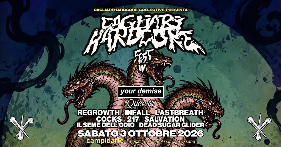 Evento Cagliari Hardcore Fest IV Locandina Cagliari Hardcore Fest IV - sabato 3 ottobre ore 16:00 - 01:00