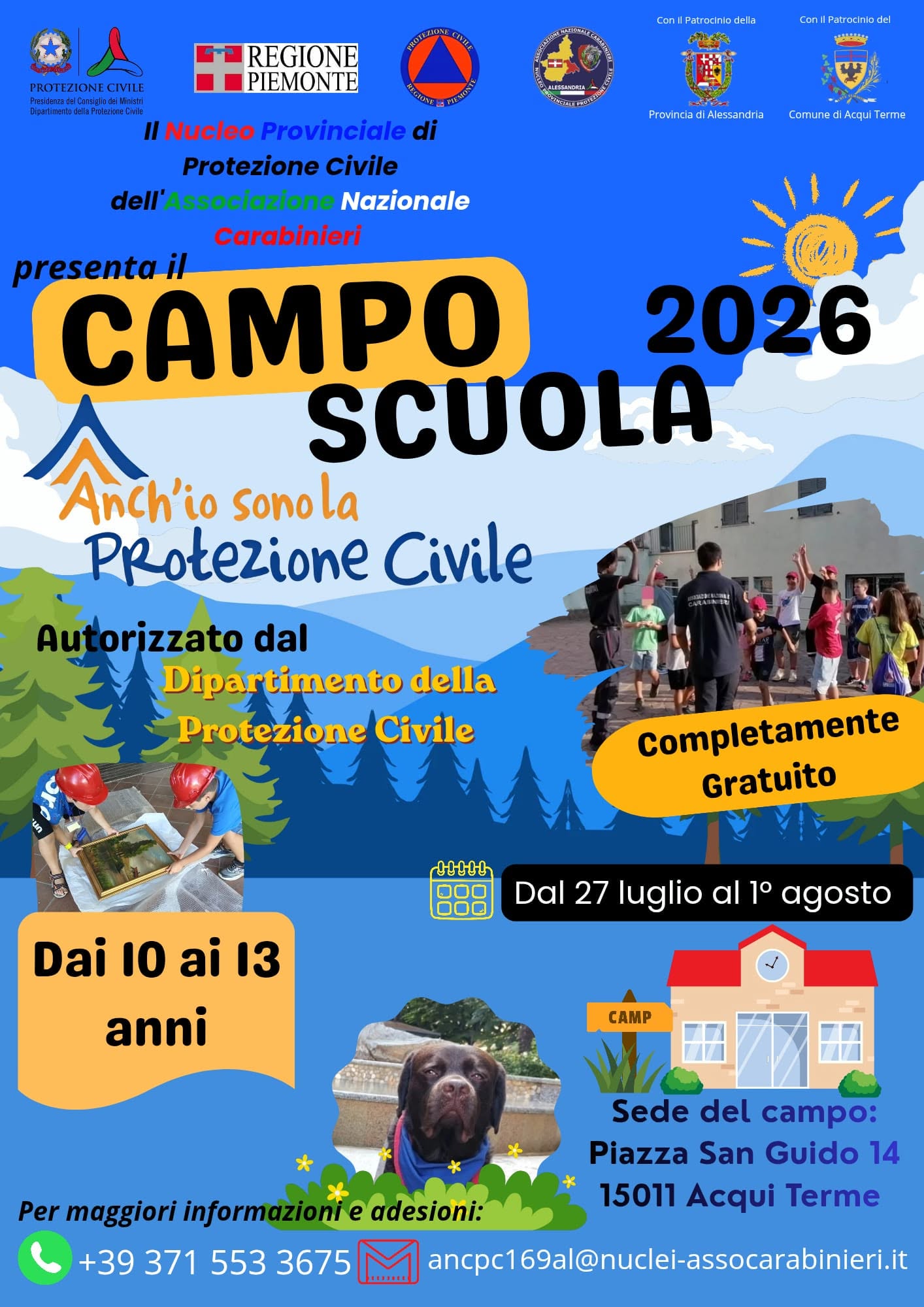 Evento Campo Scuola Protezione Civile Locandina Campo Scuola Protezione Civile - lunedì 27 luglio ore 09:00 - 11:00