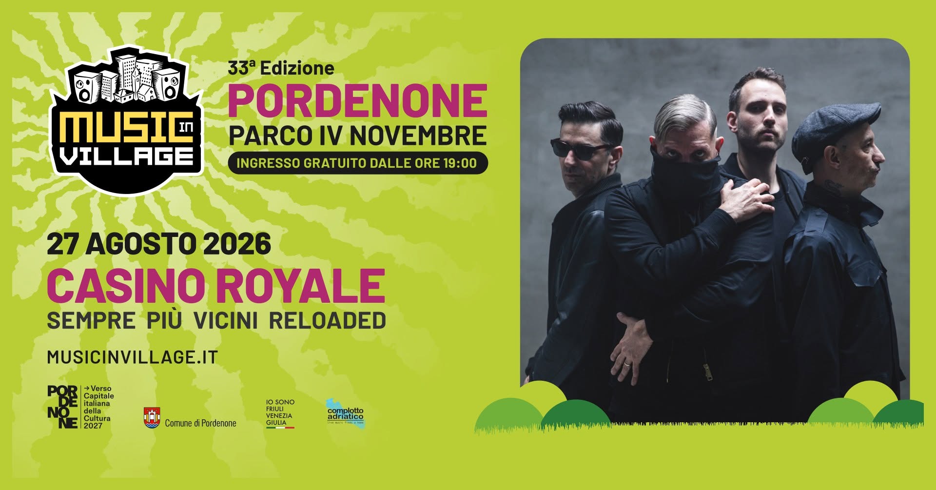 Evento Casino Royale @Music in Village 2026 Locandina Casino Royale @Music in Village 2026 - giovedì 27 agosto ore 21:00 - 23:00