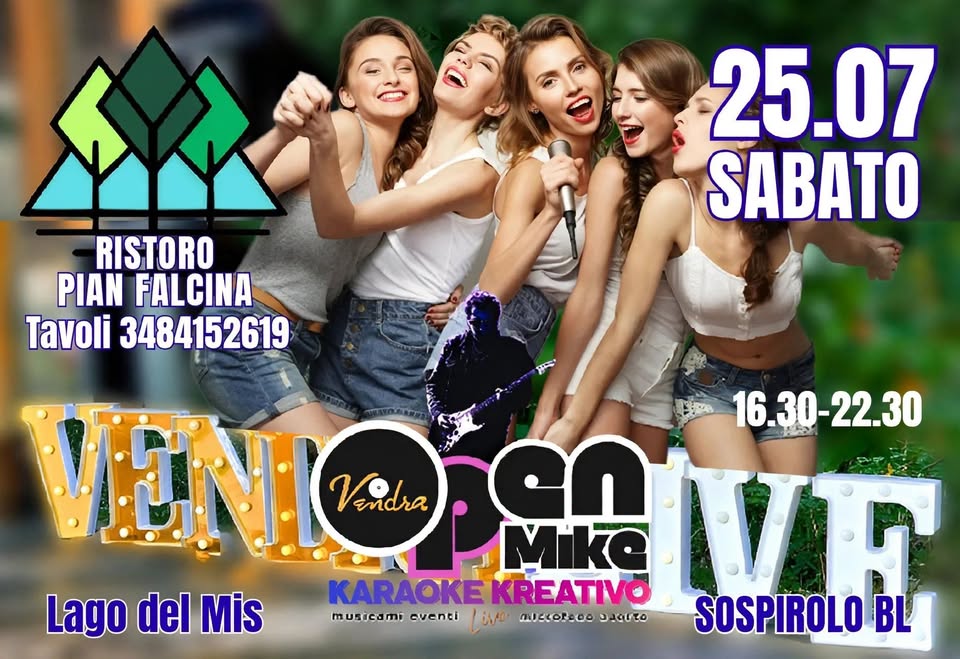 Evento Chi Al Mare Chi Ai Monti Vendra Live E Karaoke Al Lago Del Mis Locandina Chi Al Mare Chi Ai Monti Vendra Live E Karaoke Al Lago Del Mis - sabato 25 luglio ore 16:30 - 22:30