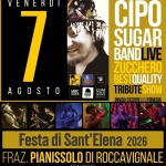 Immagine evento Cipo Sugar Band Live! Festa di Sant’ Elena 2026! fraz. Pianissolo di Roccavignale (Savona) a Millesimo (SV) Cipo Sugar Band Live! Festa di Sant' Elena 2026! fraz. Pianissolo di Roccavignale (Savona) a Millesimo (SV) il 7 agosto 2026