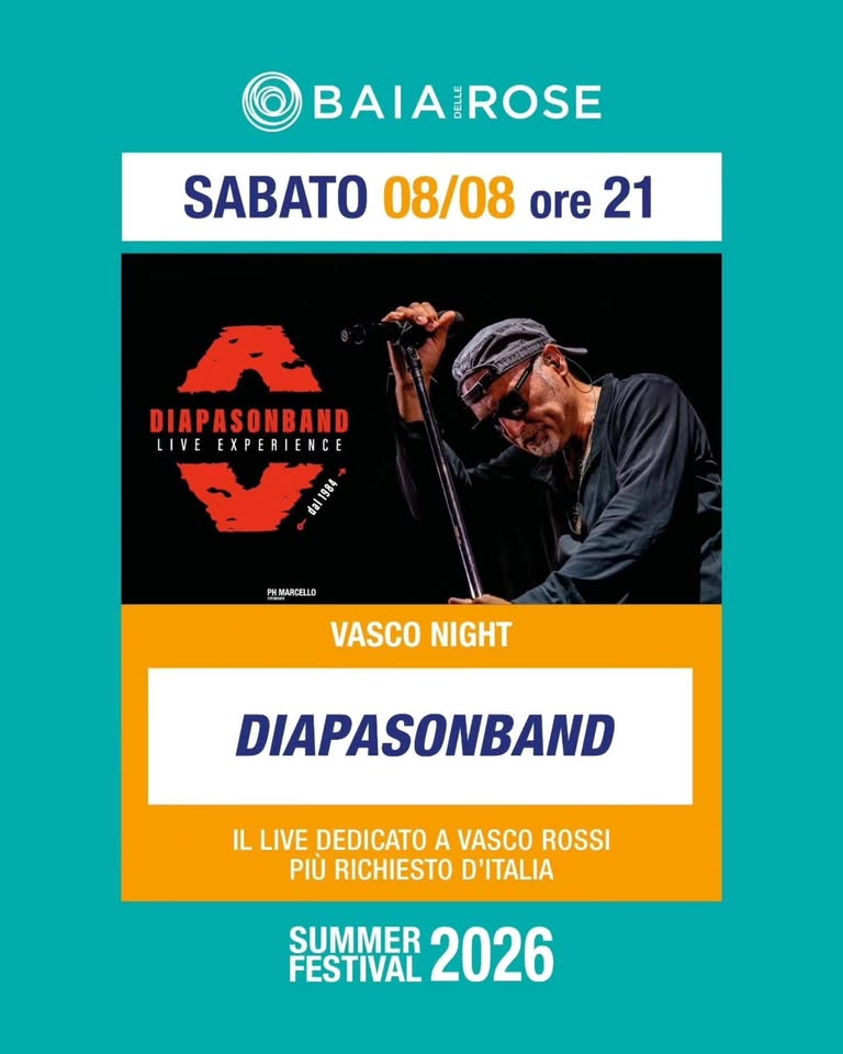 Evento Diapasonband Vasco Rossi Tributo – Costa Volpino (BERGAMO) Locandina Diapasonband Vasco Rossi Tributo – Costa Volpino (BERGAMO) - sabato 8 agosto ore 21:00 - 23:00
