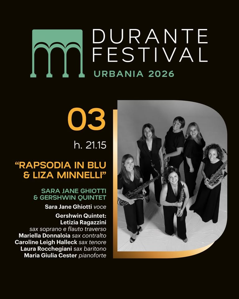 Evento Durante Festival – Gershwin Quintet & Sara Jane Ghiotti Locandina Durante Festival – Gershwin Quintet & Sara Jane Ghiotti - lunedì 3 agosto ore 21:15 - 22:30