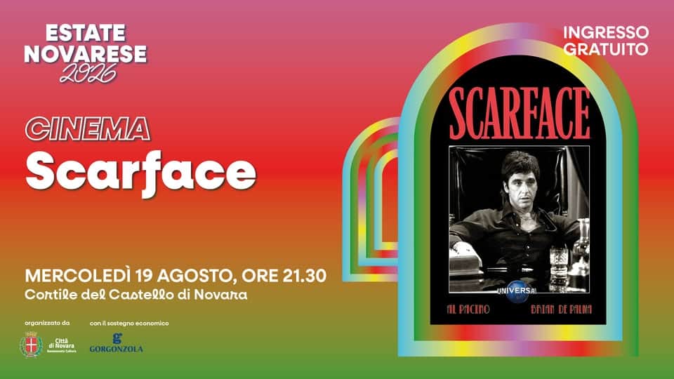 Evento Estate Novarese – Cinema all’aperto SCARFACE (1983) Locandina Estate Novarese – Cinema all’aperto SCARFACE (1983) - mercoledì 19 agosto ore 21:30 - 23:45