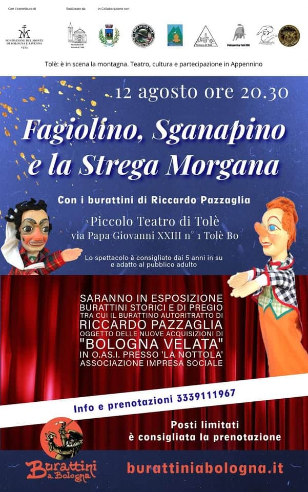 Evento Fagiolino, Sganapino e la Strega Morgana Locandina Fagiolino, Sganapino e la Strega Morgana - mercoledì 12 agosto ore 20:30 - 22:30