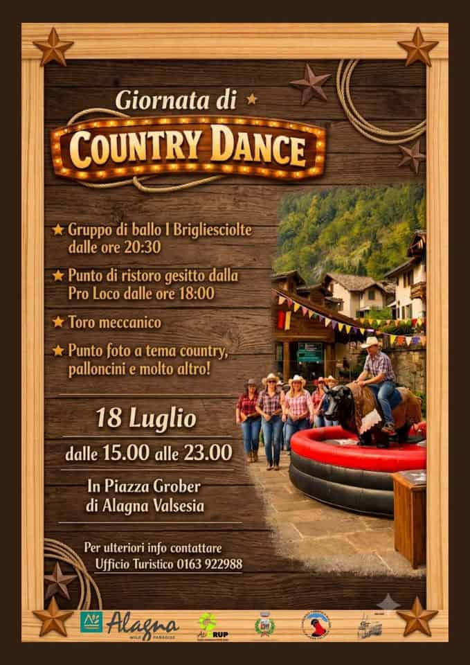 Evento festa country ALAGNA Locandina festa country ALAGNA - sabato 18 luglio ore 20:30 - 23:00
