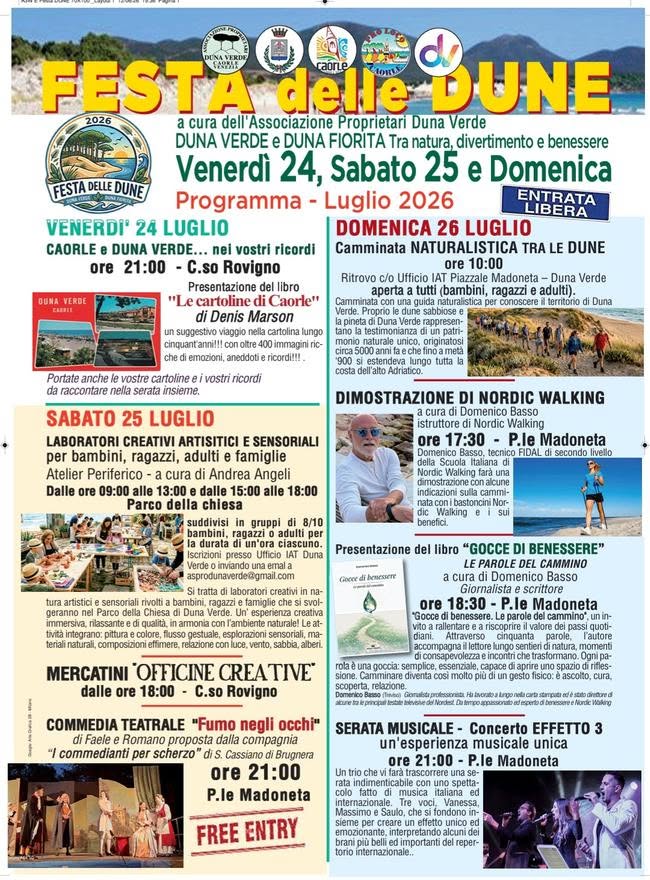 Evento Festa delle Dune Locandina Festa delle Dune - da venerdì 24 luglio - domenica 26 luglio 2026 ore 10:00 ore 23:45