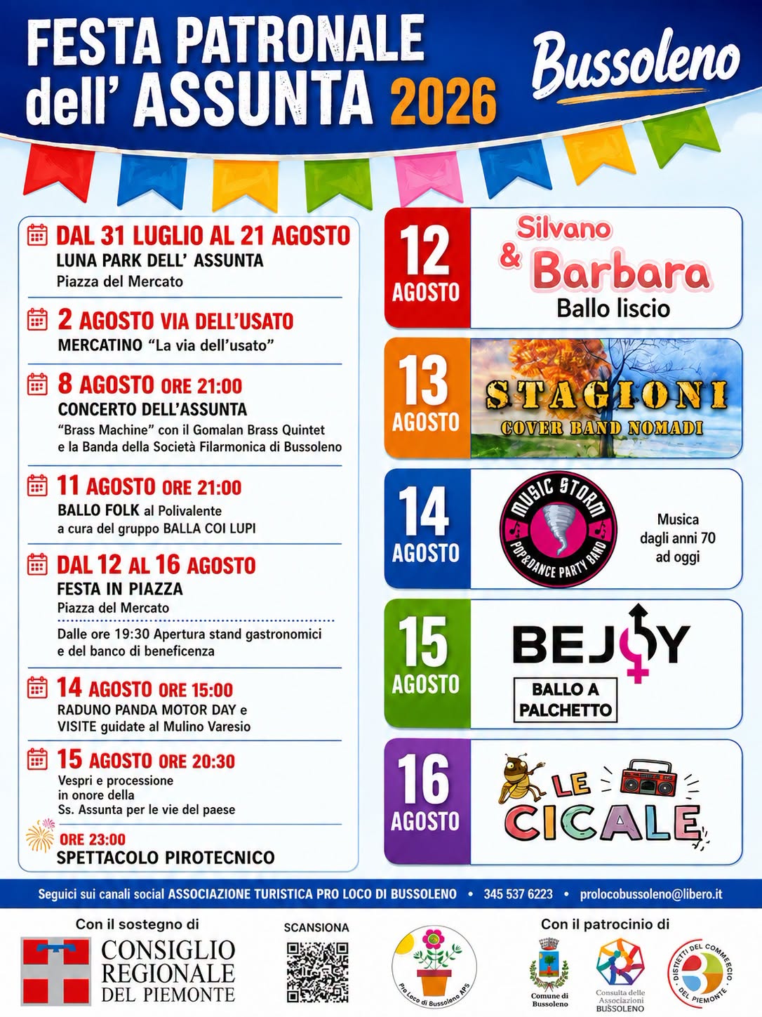 Evento Festa Patronale dell’Assunta 26 Locandina Festa Patronale dell’Assunta 26 - da sabato 8 agosto - domenica 16 agosto 2026 ore 21:00 ore 23:00