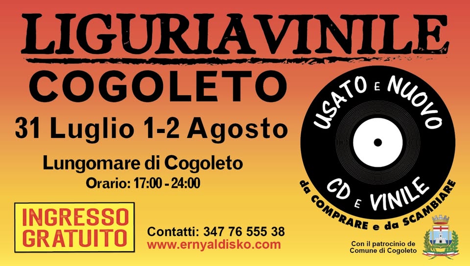 Evento Fiera del Disco di Cogoleto I 31 Luglio – 1 – 2 Agost Locandina Fiera del Disco di Cogoleto I 31 Luglio – 1 – 2 Agost - da venerdì 31 luglio - domenica 2 agosto 2026 ore 17:00 ore 23:45