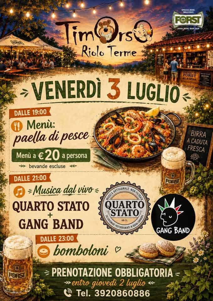 Evento Gang Band Live @Timorso Riolo Terme Locandina Gang Band Live @Timorso Riolo Terme - venerdì 3 luglio ore 21:00 - 23:00