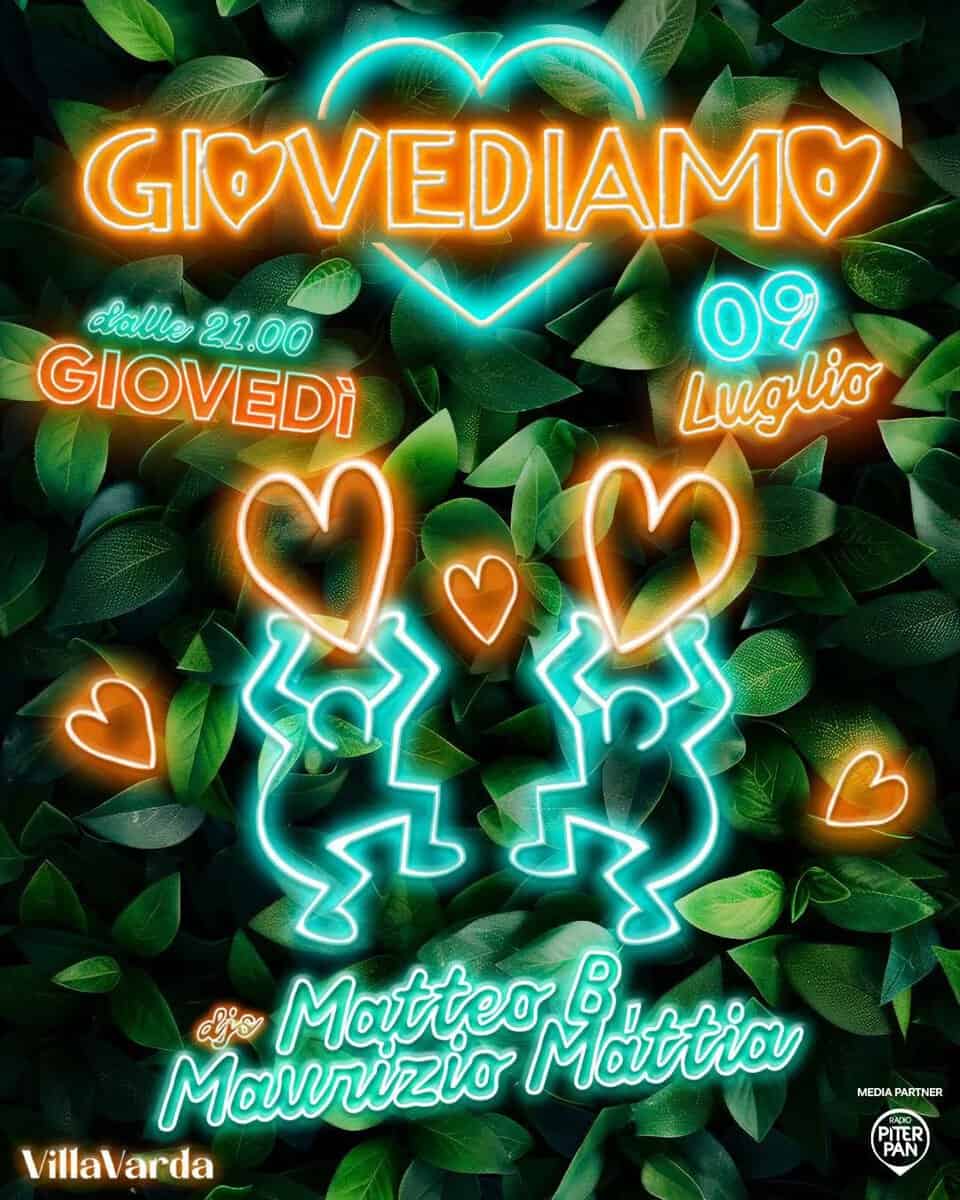 Evento GIOVEDI AMO Giovedì 9 luglio a Villa Varda Locandina GIOVEDI AMO Giovedì 9 luglio a Villa Varda - giovedì 9 luglio ore 21:00 - 23:00