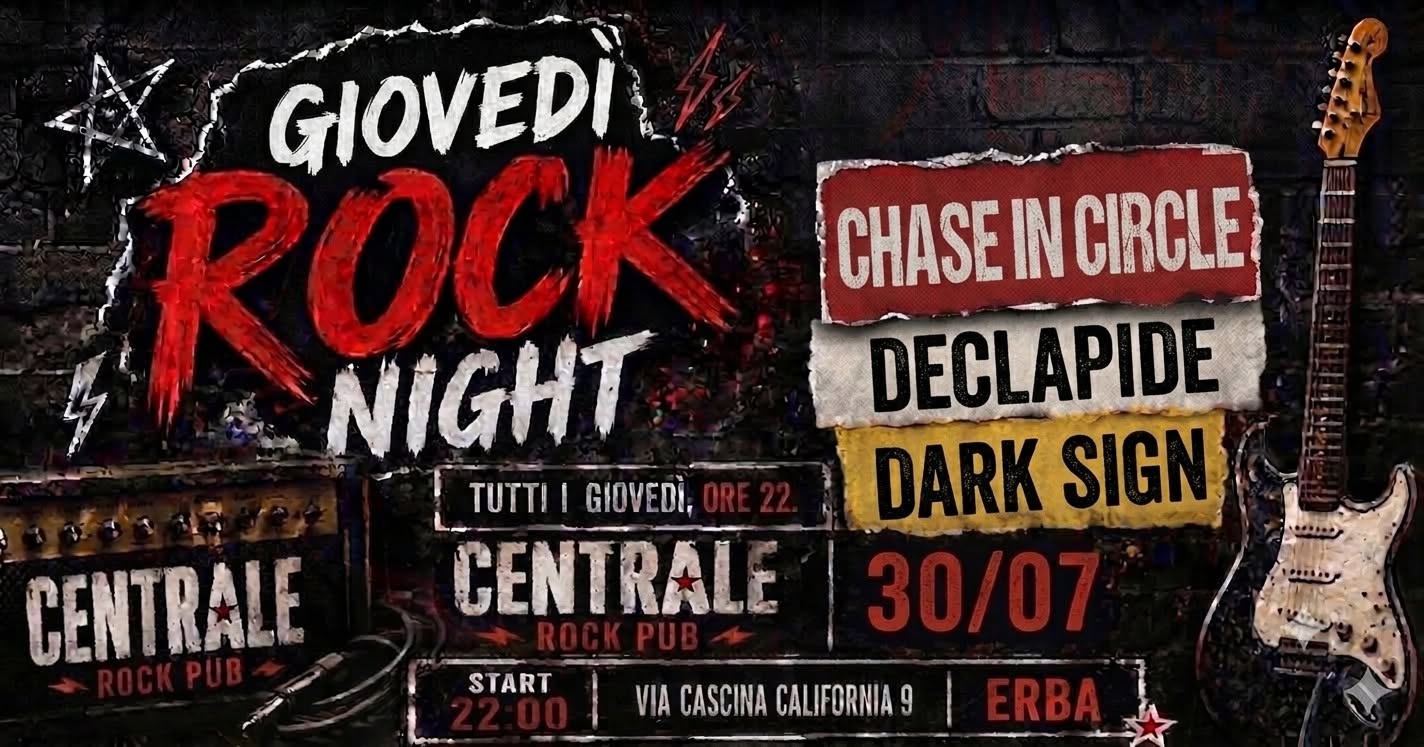 Evento Giovedi’ Rock Al Centrale Locandina Giovedi’ Rock Al Centrale - giovedì 30 luglio ore 22:00 - 00:00