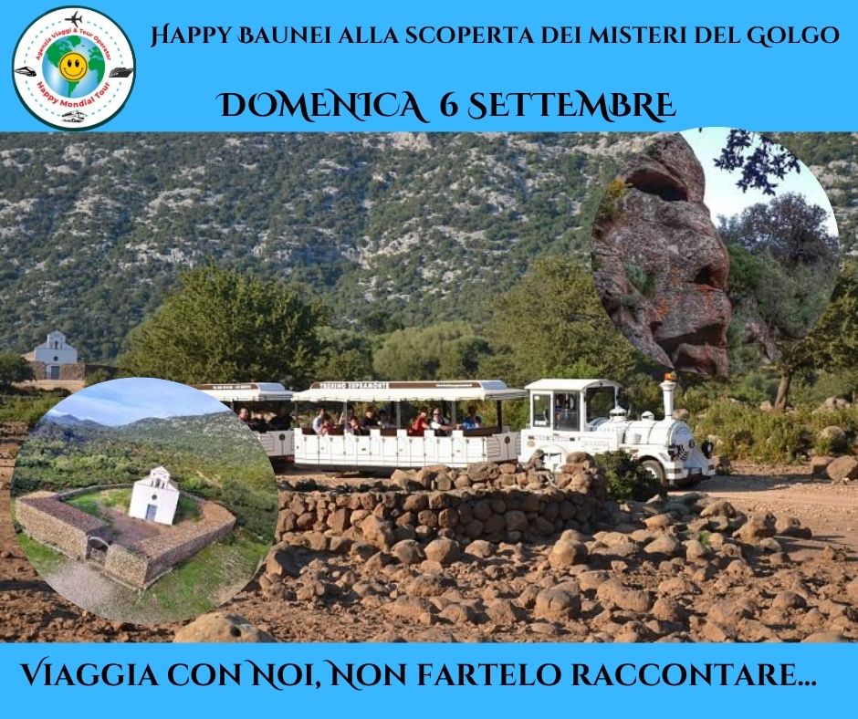 Evento Happy Baunei e il Golgo in trenino Domenica 6 Settembre a E 48,00 Locandina Happy Baunei e il Golgo in trenino Domenica 6 Settembre a E 48,00 - domenica 6 settembre ore 07:00 - 20:00