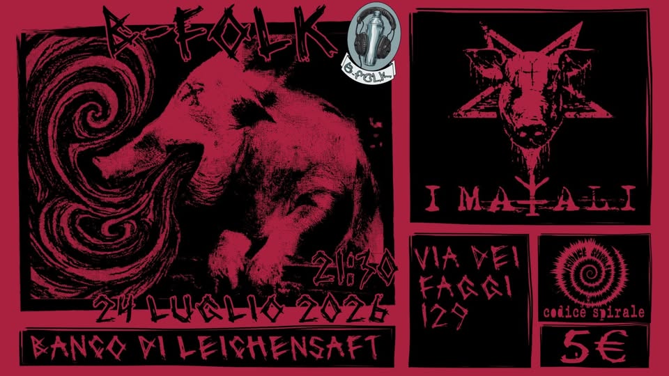 Evento I Maiali Codicespirale Live@ B – Folk 24/07 Locandina I Maiali Codicespirale Live@ B – Folk 24/07 - venerdì 24 luglio ore 21:30 - 23:30