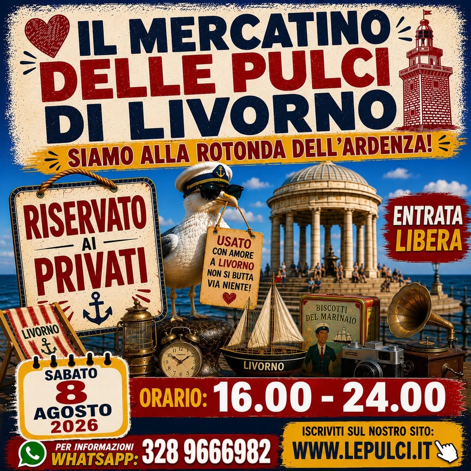 Evento Il mercatino delle pulci di Livorno Locandina Il mercatino delle pulci di Livorno - sabato 8 agosto ore 16:00 - 23:59