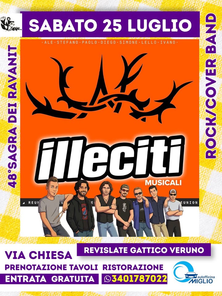 Evento ILLECITI musicali Reunion 2026 Locandina ILLECITI musicali Reunion 2026 - sabato 25 luglio ore 19:00 - 21:00