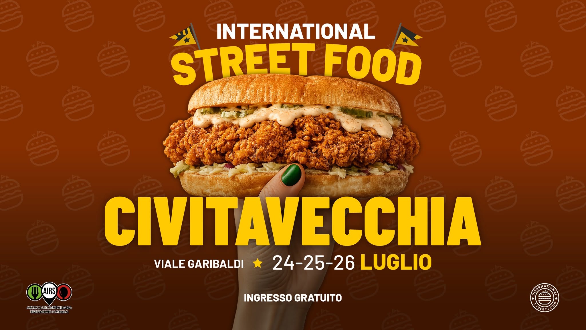 Evento International Street Food Civitavecchia Locandina International Street Food Civitavecchia - da venerdì 24 luglio - domenica 26 luglio 2026 ore 18:00 ore 23:45