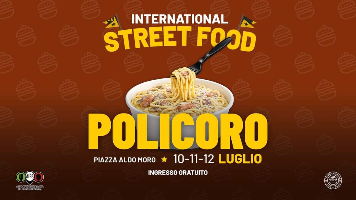 Evento International Street Food Policoro Locandina International Street Food Policoro - da venerdì 10 luglio - domenica 12 luglio 2026 ore 18:00 ore 23:45