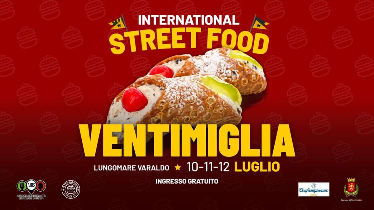 Evento International Street Food Ventimiglia Locandina International Street Food Ventimiglia - da venerdì 10 luglio - domenica 12 luglio 2026 ore 18:00 ore 23:45