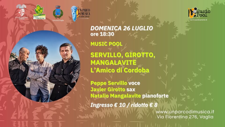 Evento L’amico Di Cordoba – Servillo, Girotto, Mangalavite Locandina L’amico Di Cordoba – Servillo, Girotto, Mangalavite - domenica 26 luglio ore 18:30 - 20:30