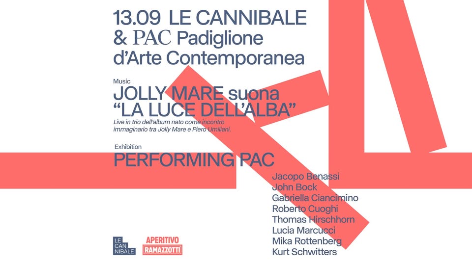 Evento Le Cannibale al Padiglione d’Arte Contemporanea – Jolly Mare suona ‘La Luce dell’Alba’ Locandina Le Cannibale al Padiglione d’Arte Contemporanea – Jolly Mare suona ‘La Luce dell’Alba’ - domenica 13 settembre ore 20:30 - 23:30