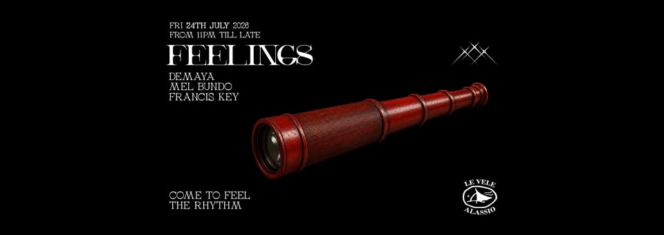 Evento Le Vele Alassio presents Feelings – Friday, 24th July 2026 Locandina Le Vele Alassio presents Feelings – Friday, 24th July 2026 - venerdì 24 luglio ore 23:00 - 05:00
