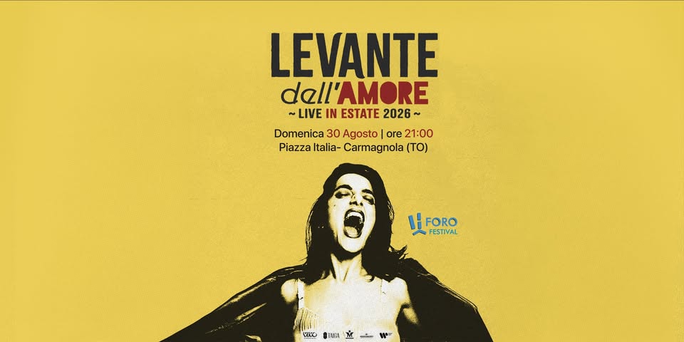 Evento Levante Dell’amore Live 2026 – Carmagnola Locandina Levante Dell’amore Live 2026 – Carmagnola - domenica 30 agosto ore 21:00 - 23:00