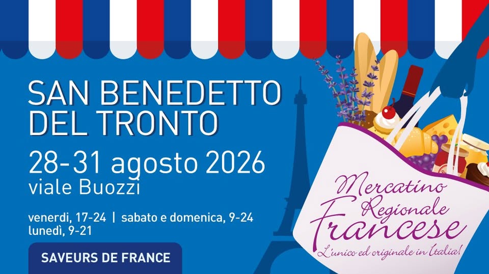 Evento Mercatino Regionale Francese – San Benedetto del Tronto Locandina Mercatino Regionale Francese – San Benedetto del Tronto - da venerdì 28 agosto - lunedì 31 agosto 2026 ore 17:00 ore 21:00