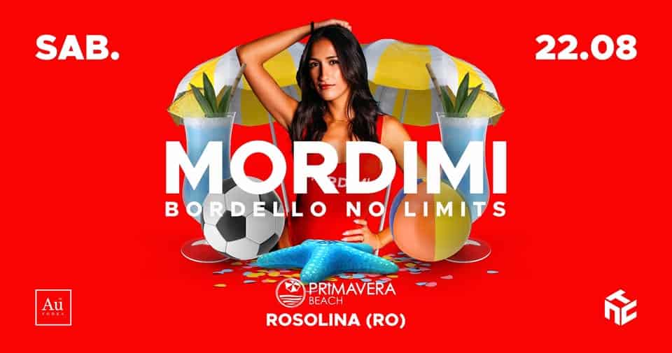 Evento MORDIMI @Primavera Beach Locandina MORDIMI @Primavera Beach - sabato 22 agosto ore 18:00 - 00:00