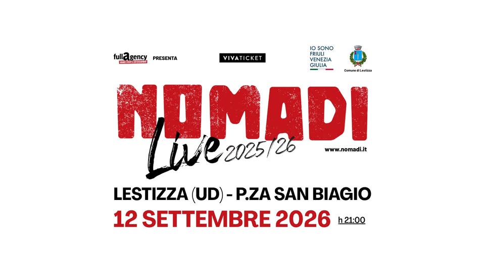 Evento NOMADI in concerto a Lestizza (UD) Locandina NOMADI in concerto a Lestizza (UD) - sabato 12 settembre ore 21:00 - 23:00