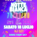 Immagine evento Notte Bianca Con Viva Gli Anni 70/80/90@L’arlecchino Show Bar a Lonate Ceppino (VA) Potrebbe essere un disegno raffigurante testo