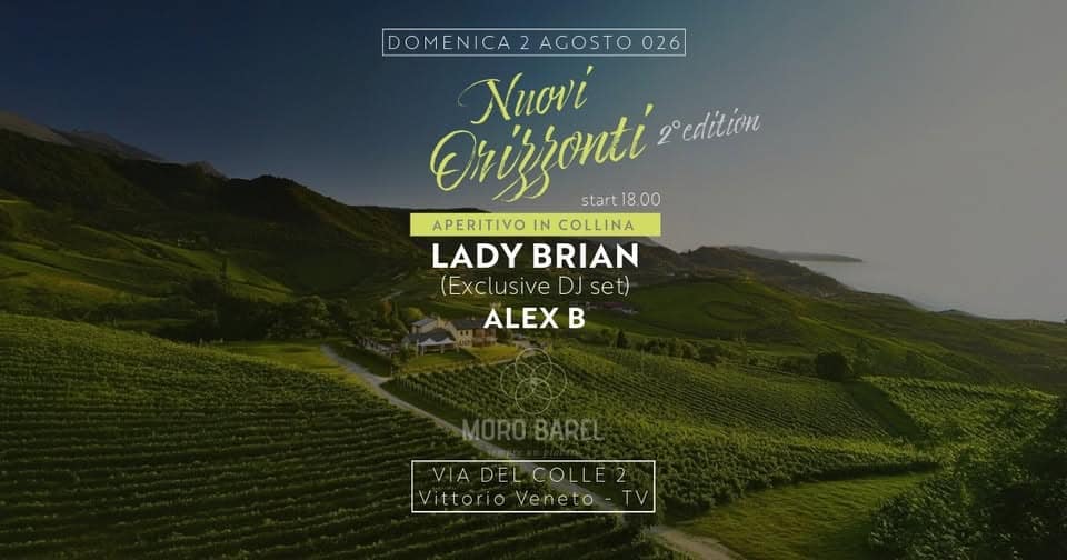 Evento NUOVI ORIZZONTI Aperitivo in Collina Entrata Gratuita Locandina NUOVI ORIZZONTI Aperitivo in Collina Entrata Gratuita - domenica 2 agosto ore 18:00 - 20:00