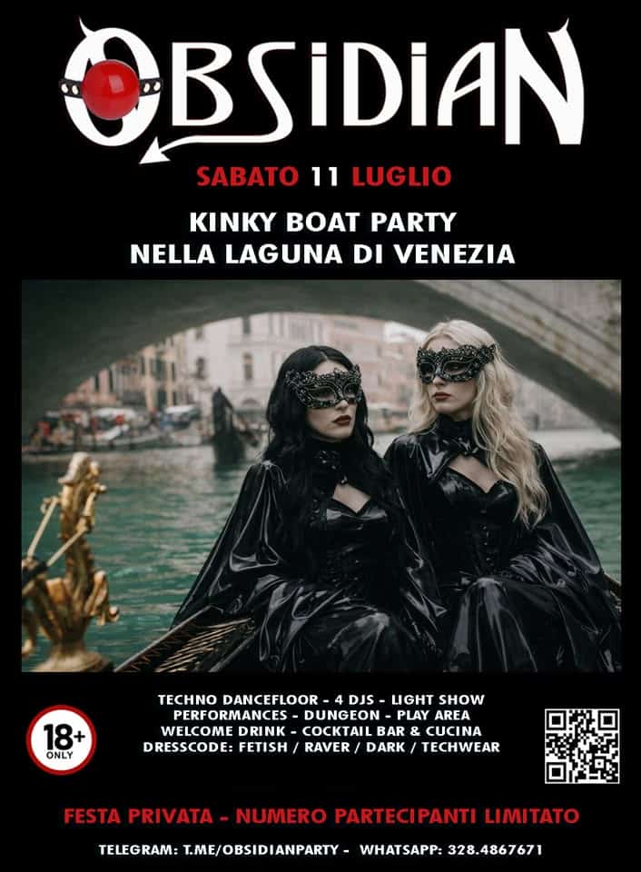 Evento Obsidian Boat Party Nella Laguna Di Venezia Locandina Obsidian Boat Party Nella Laguna Di Venezia - sabato 11 luglio ore 17:00 - 19:00