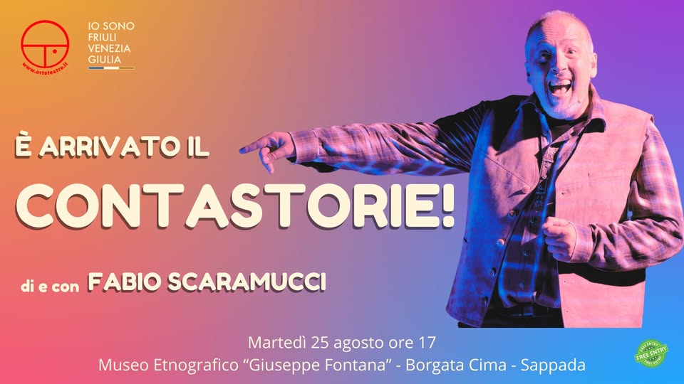 Evento Ortoteatro È ARRIVATO IL CONTASTORIE fiabe popolari per tutte le età Locandina Ortoteatro È ARRIVATO IL CONTASTORIE fiabe popolari per tutte le età - martedì 25 agosto ore 17:00 - 19:00