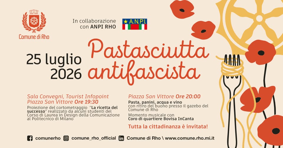 Evento Pastasciutta Antifascista Locandina Pastasciutta Antifascista - sabato 25 luglio ore 19:30 - 21:30