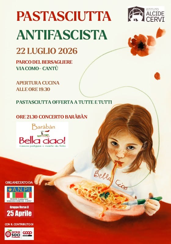 Evento Pastasciutta Antifascista Locandina Pastasciutta Antifascista - mercoledì 22 luglio ore 19:30 - 21:30