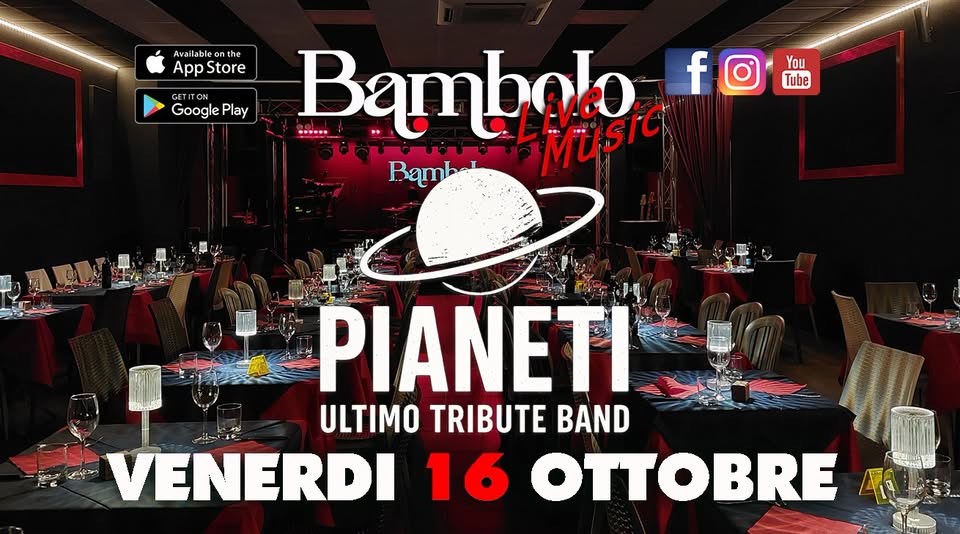 Evento Pianeti “Ultimo Tribute Full Band Locandina Pianeti “Ultimo Tribute Full Band - venerdì 16 ottobre ore 22:00 - 00:00